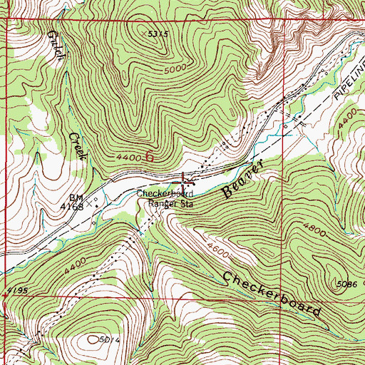 Topographic Map of Checkerboard Ranger Station, MT