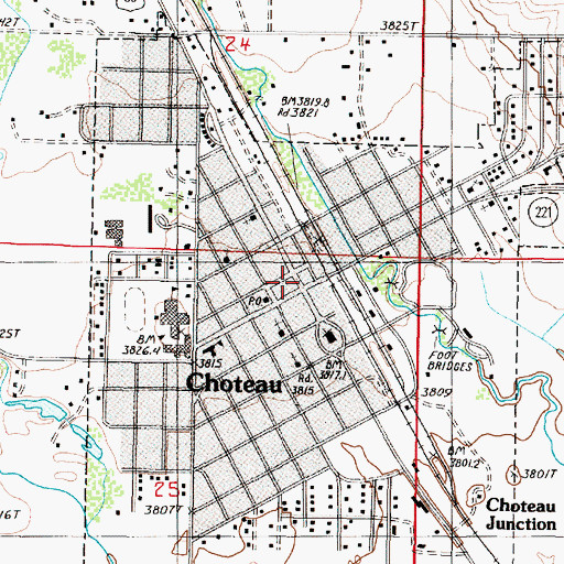 Topographic Map of Choteau, MT