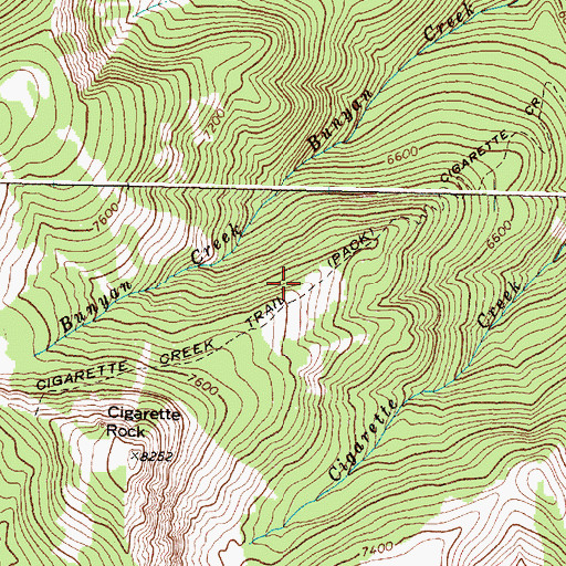 Topographic Map of Cigarette Creek Trail, MT