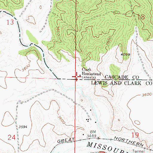 Topographic Map of Clark Homestead, MT