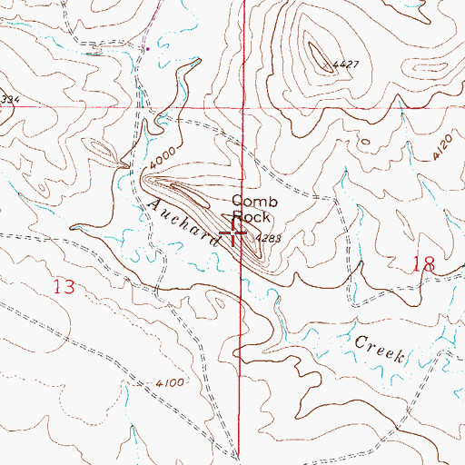 Topographic Map of Comb Rock, MT