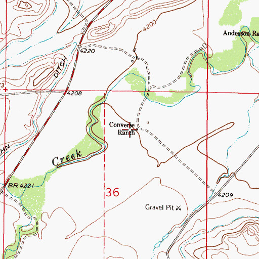 Topographic Map of Converse Ranch, MT