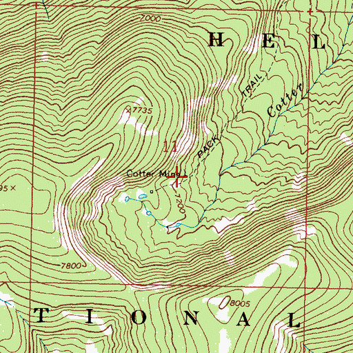 Topographic Map of Cotter Mine, MT