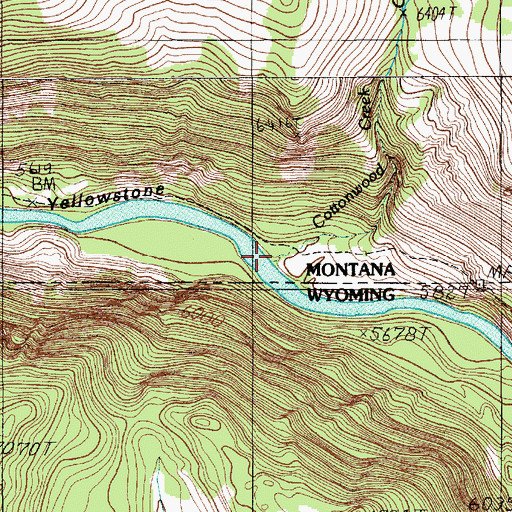 Topographic Map of Cottonwood Creek, MT