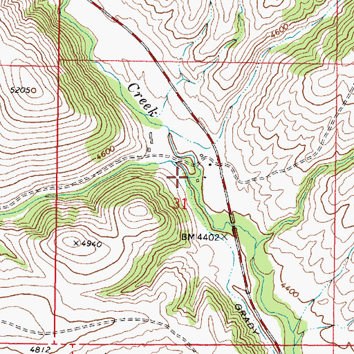 Topographic Map of Cottonwood Creek, MT