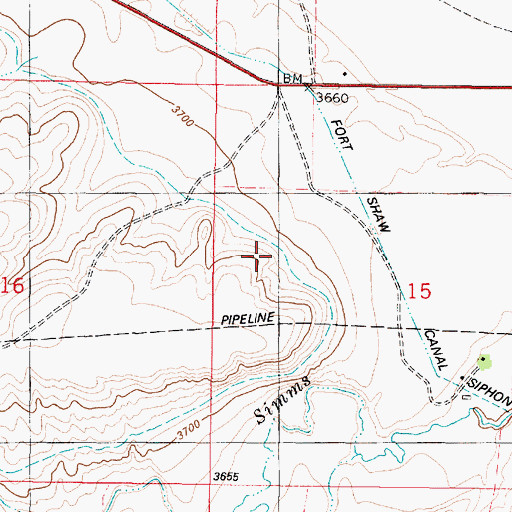 Topographic Map of Crown Butte Canal, MT