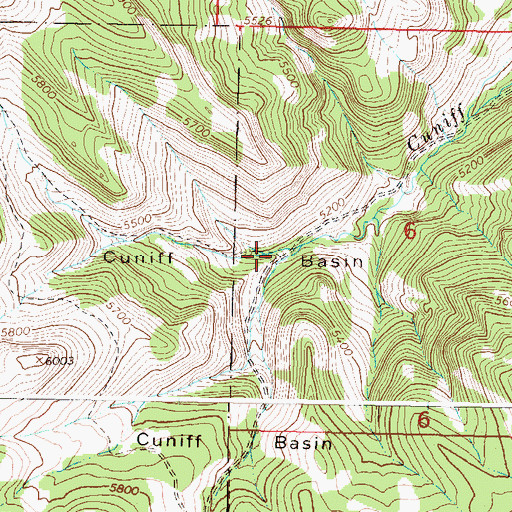 Topographic Map of Cuniff Basin, MT