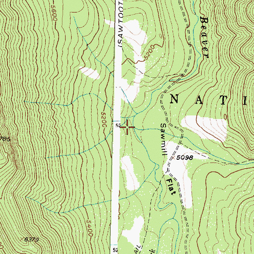 Topographic Map of Cutreef Creek, MT