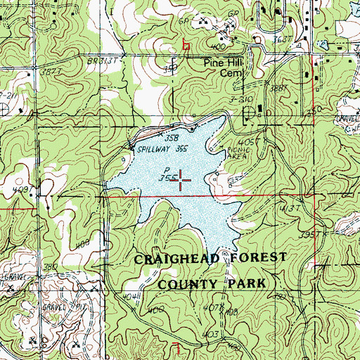Topographic Map of Craighead Forest Lake, AR