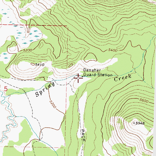 Topographic Map of Danaher Guard Station, MT