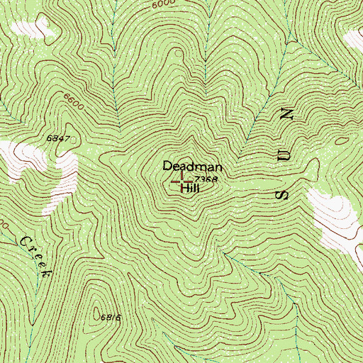 Topographic Map of Deadman Hill, MT