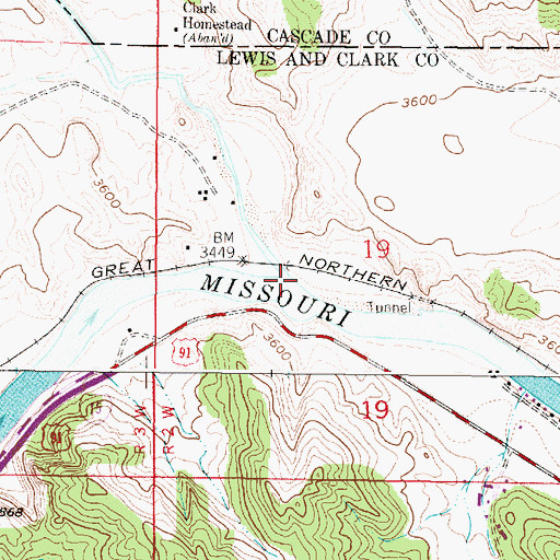 Topographic Map of Dearborn River, MT
