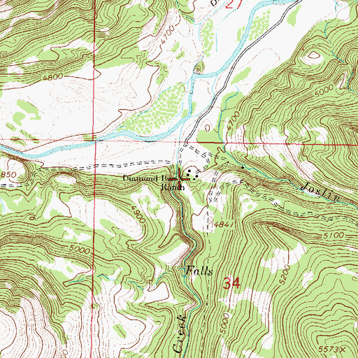 Topographic Map of Diamond Bar X Ranch, MT