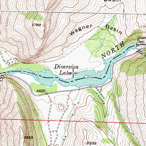 Topographic Map of Diversion Lake, MT