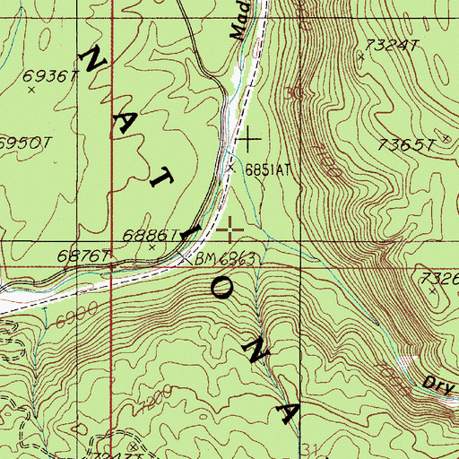 Topographic Map of Dry Canyon, MT