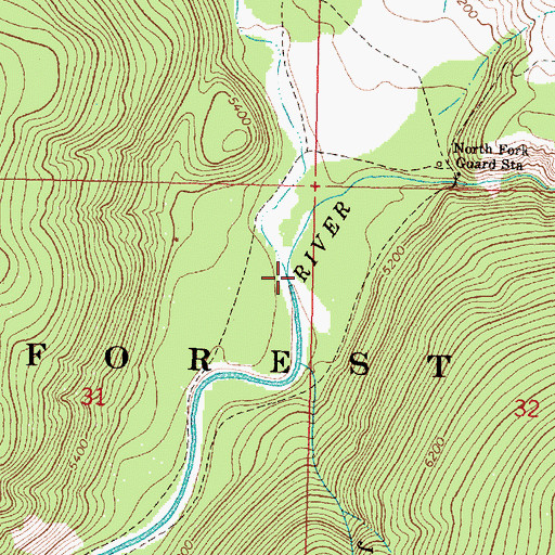 Topographic Map of Dry Fork North Fork Blackfoot River, MT