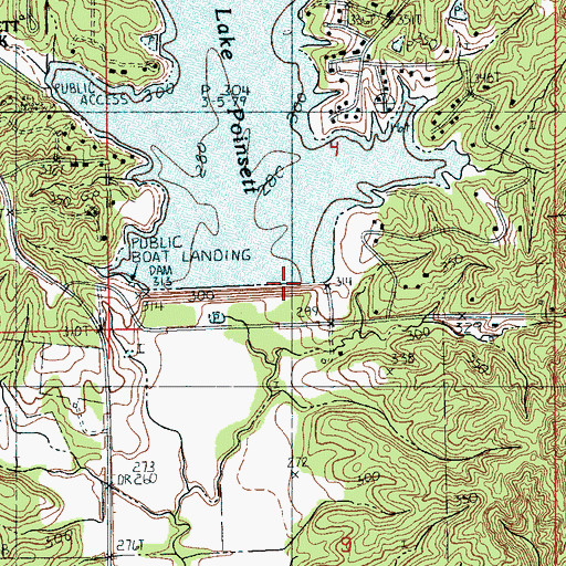 Topographic Map of Lake Poinsett Dam, AR
