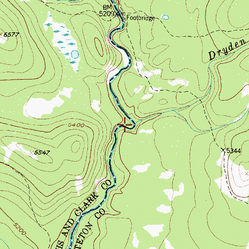 Topographic Map of Dryden Creek, MT
