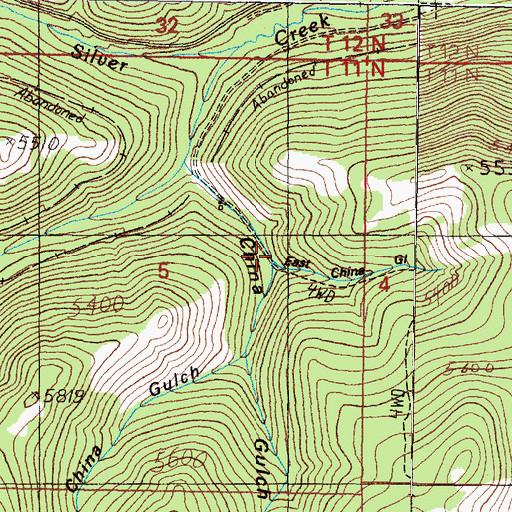 Topographic Map of East China Gulch, MT