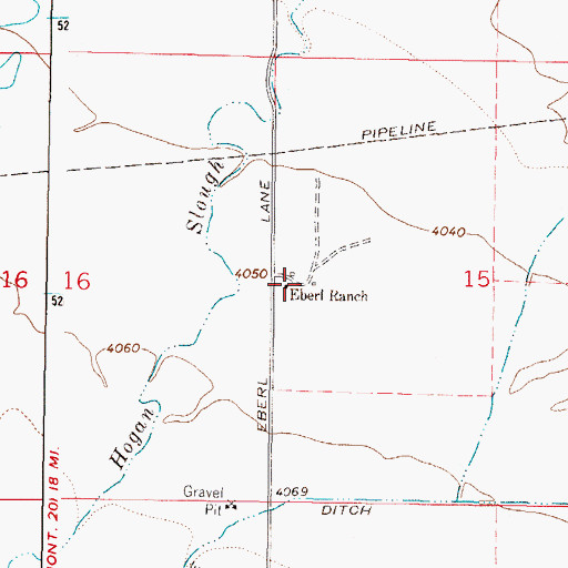 Topographic Map of Eberl Ranch, MT