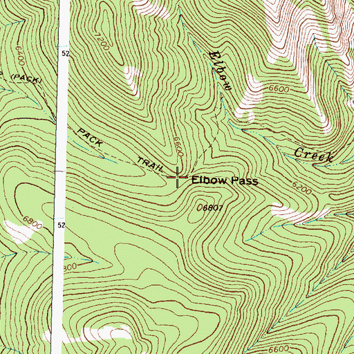 Topographic Map of Elbow Pass, MT