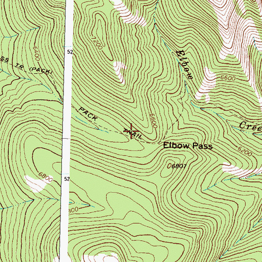 Topographic Map of Elbow Pass Trail, MT
