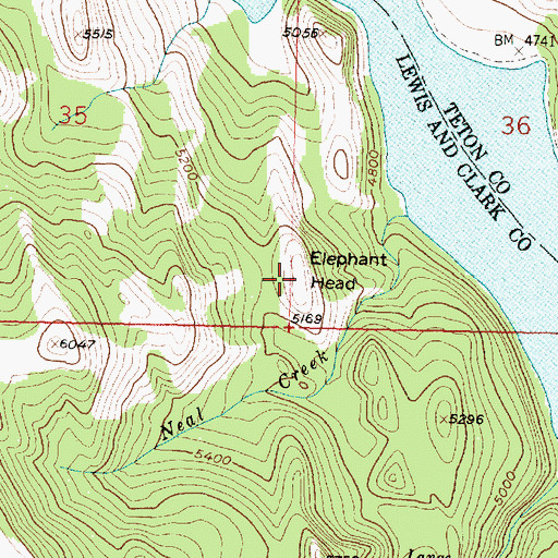 Topographic Map of Elephant Head, MT