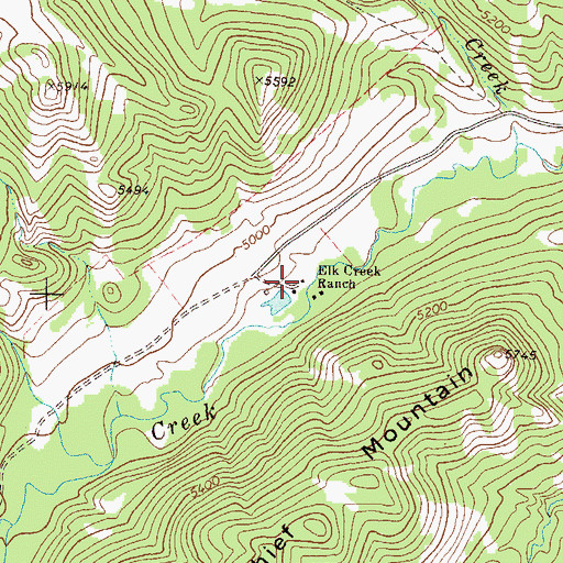 Topographic Map of Elk Creek Ranch, MT