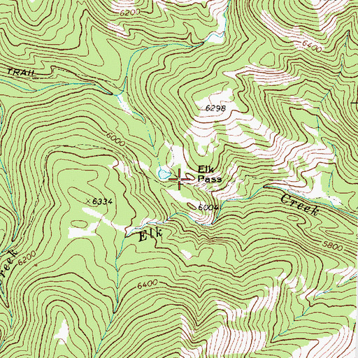 Topographic Map of Elk Pass, MT