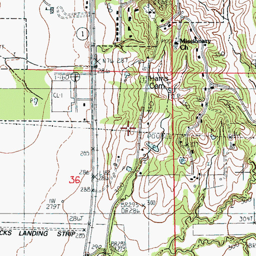 Topographic Map of Wayne Carter Lake, AR