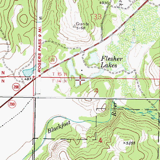 Topographic Map of Flesher Lakes, MT