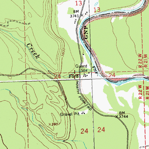 Topographic Map of Ford, MT