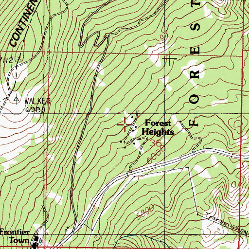 Topographic Map of Forest Heights, MT