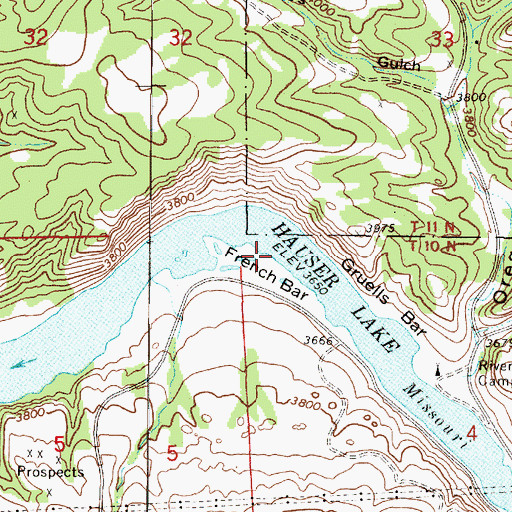 Topographic Map of French Bar, MT