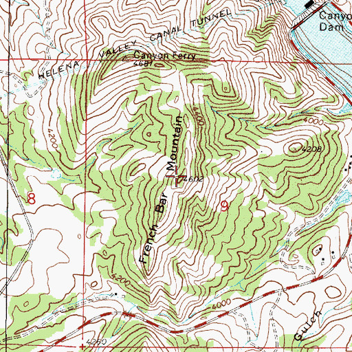 Topographic Map of French Bar Mountain, MT