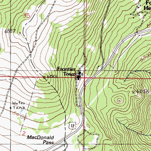 Topographic Map of Frontier Town, MT
