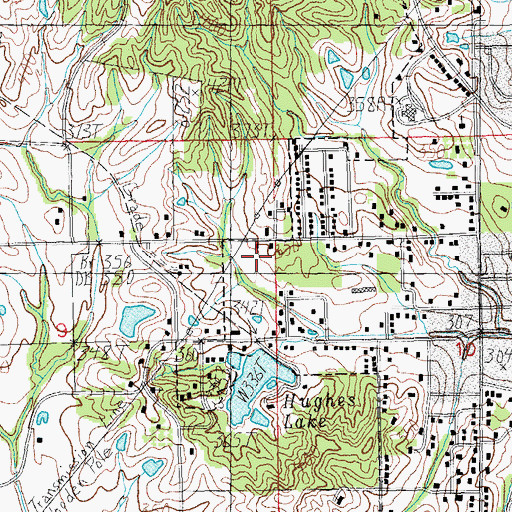 Topographic Map of Hughes Lake Dam, AR