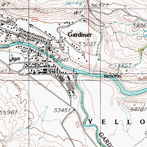 Topographic Map of Gardner River, MT