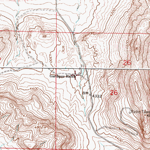 Topographic Map of Garlipee Ranch, MT