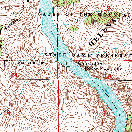 Topographic Map of Gates of the Rocky Mountains, MT