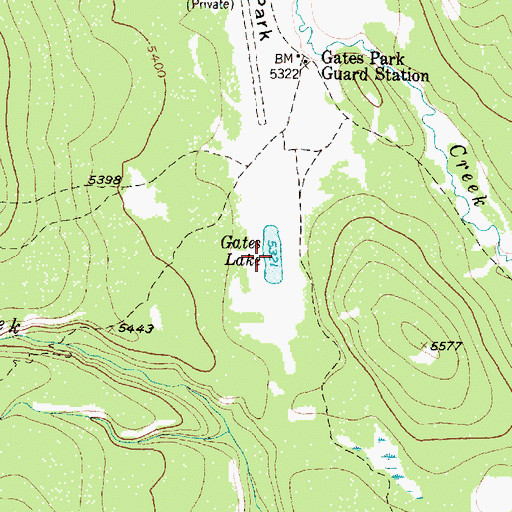 Topographic Map of Gates Lake, MT