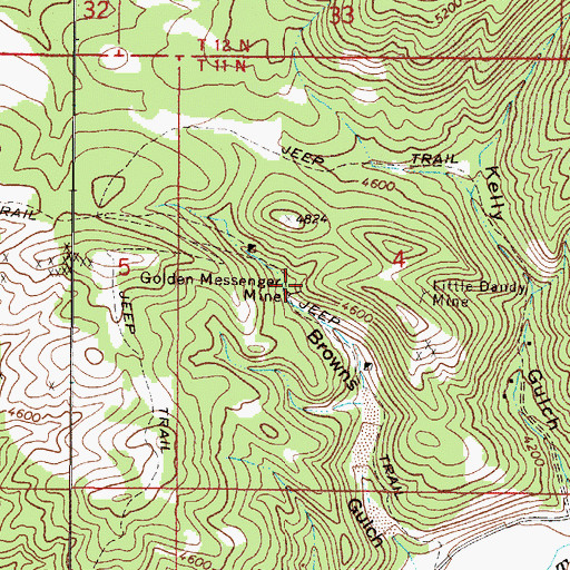 Topographic Map of Golden Messenger Mine, MT