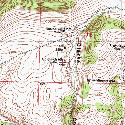 Topographic Map of Goldfinch Mine, MT