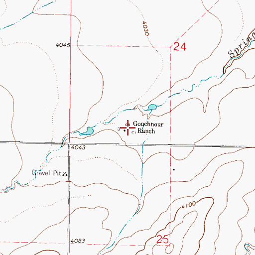 Topographic Map of Gouchnour Ranch, MT