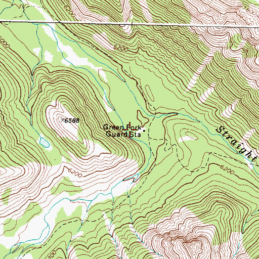 Topographic Map of Green Fork Guard Station, MT