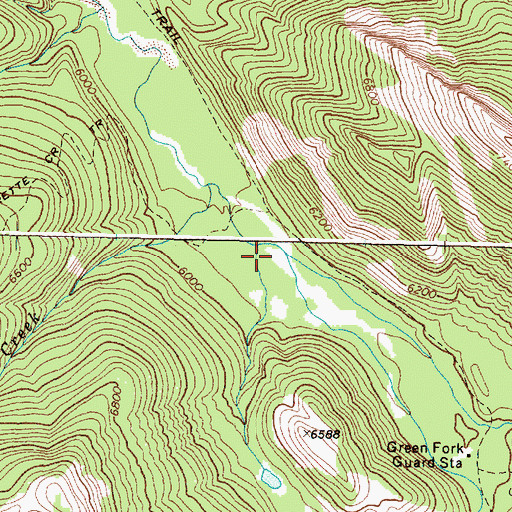 Topographic Map of Green Fork Straight Creek, MT