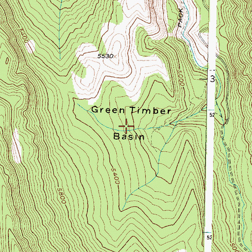 Topographic Map of Green Timber Basin, MT