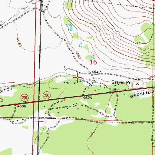 Topographic Map of Grosfield Ditch, MT