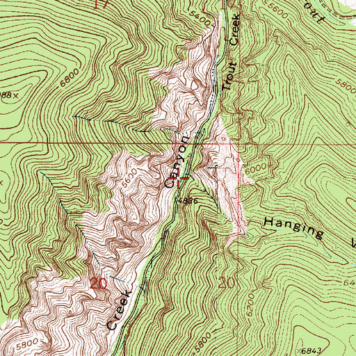Topographic Map of Hanging Valley, MT