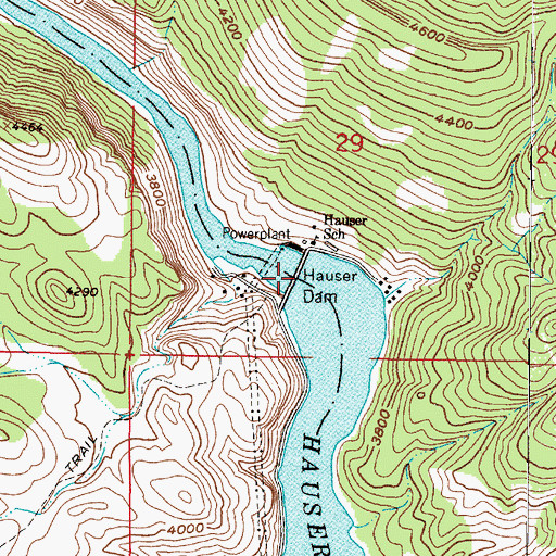 Topographic Map of Hauser Dam, MT